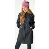 Dámský softshellový kabát UNUO s fleecem Street, Černá, Květiny