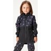 Dívčí softshellový kabát UNUO s fleecem Street, Černá, Květiny (Velikost 98/104)
