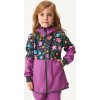 Dívčí softshellový kabát UNUO s fleecem Street, Ostružinová, Kytičky (Velikost 98/104)