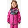 Dětská softshellová bunda UNUO s fleecem Basic, Fuchsiová, Kytičky (Velikost 80/86)