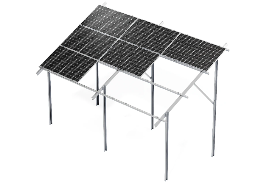 Pozemní nakloněná konstrukce pro 9 panelů horizontálně