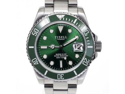 Tisell Watch Sub 9015 Green Date