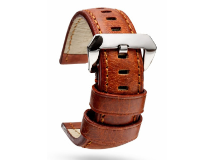 Hnědý kožený řemínek, styl Panerai  + Stěžejky