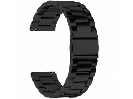 Černý luxusní masivní ocelový řemínek PVD Black RZ54
