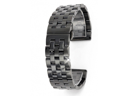 Černý luxusní masivní ocelový řemínek Solid PVD Black RZ55
