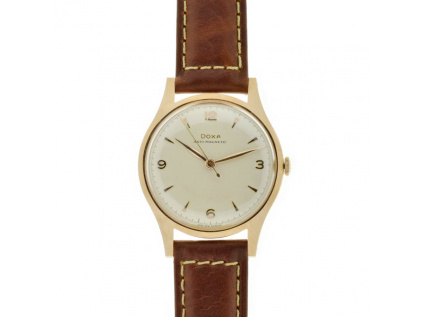 Excelentní zlaté starožitné hodinky DOXA z roku 1960, 14 kt. růžové zlato