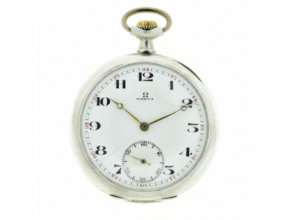 Kapesní stříbrné dvouplášťové hodinky Omega 1890-1900