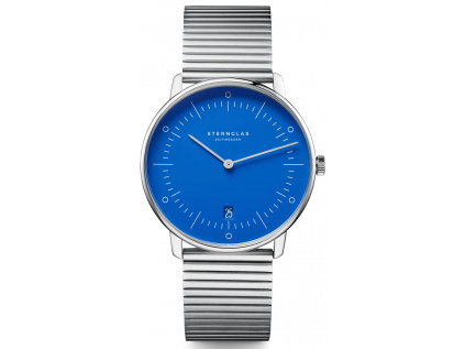 Pánské klasické elegantní hodinky Sternglas Naos Edition Bauhaus II blue