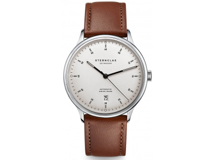 Pánské klasické elegantní hodinky Sternglas Kanton 2.0 silver / brown