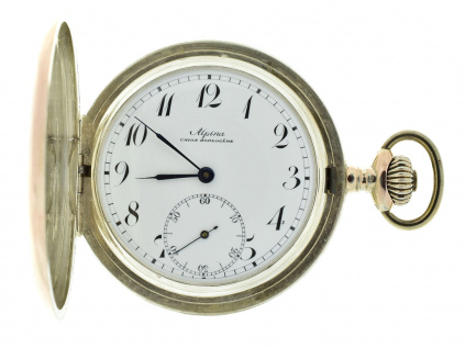 Ohromné tříplášťové stříbrné kapesní hodinky ALPINA 1910-1915