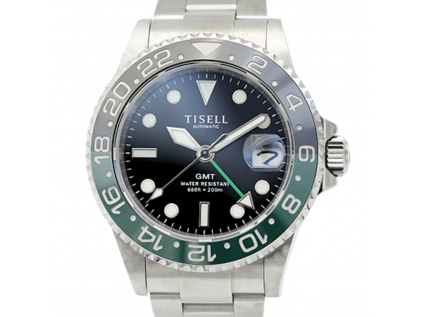 Tisell Watch GMT MIYOTA Green-Black  + Dárek k objednávce. Vybrat si můžete z: Vystěžejkovač, Antistatická utěrka