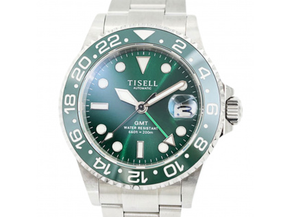 Tisell Watch GMT MIYOTA Green  + Dárek k objednávce. Vybrat si můžete z: Vystěžejkovač, Antistatická utěrka