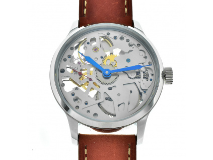 Švýcarské skeletové hodinky se strojkem, unikátní SWISS UNITAS 6497-1  + Dárek k objednávce. Vybrat si můžete z: Antistatická utěrka, Multifunkční karta, Kovový zkracovač ocelového tahu