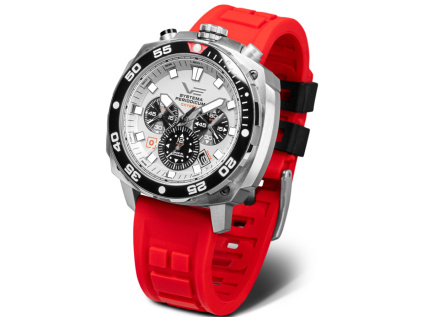 panske hodinky VOSTOK EUROPE Systema Periodicum VK67 650A722 red silicon strap