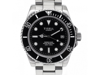 Tisell Watch Diver Sub 9015 Black Date