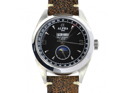 Alpha Moon Phases Black hodinky panske