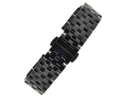 Solid černý lesklý ocelový řemínek PVD