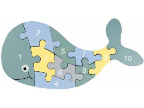 KINDSGUT Dřevěné puzzle s čísly velryba