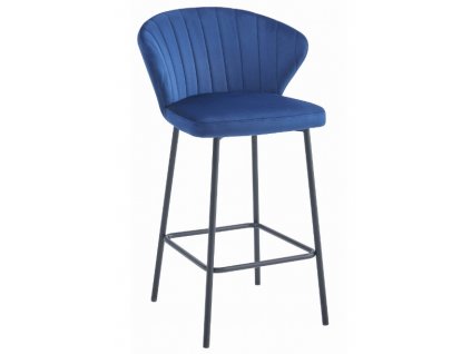 Sametová barová židle Bergamo modrá