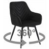 Otočná sametová jídelní židle SOFIA 360 černá
