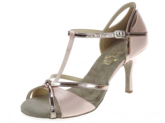 Tanečné topánky Artis - DL 39/1 ružové zlato/lososový satén 8 cm Slim