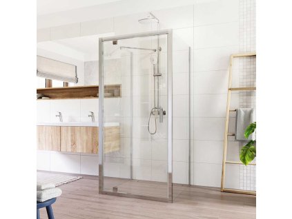 Mereo Sprchový kout Lima, čtverec do prostoru U, pivotový, 90x90x90 cm, chrom ALU, sklo Čiré CK86823K