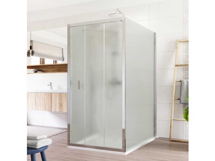 Mereo Sprchový kout, Lima, obdélník do prostoru U, trojdílné, zasun., 80x90x80 cm, chrom ALU, sklo Point CK89662K