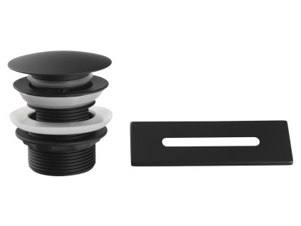 Aqualine SET krytka přepadu, vanová výpust 6/4", click-clack, černá mat TF9005B