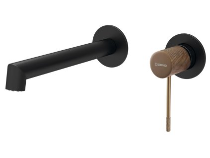 Sapho SOLARIS podomítková dvouprvková umyvadlová baterie, černá/měď mat WD008PG