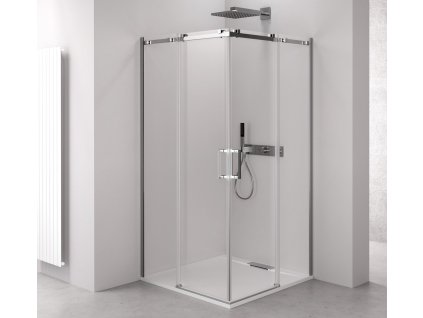 Polysan THRON SQUARE čtvercový sprchový kout 1100x1100mm, hranaté pojezdy, rohový vstup TL2111-5002