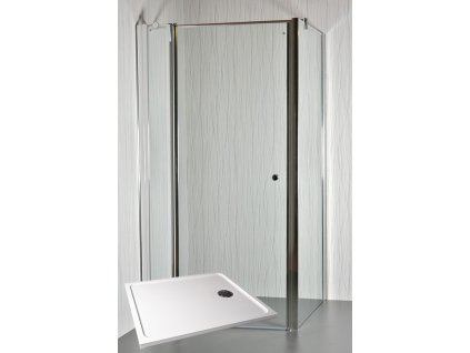 ARTTEC Sprchový kout rohový jednokřídlý MOON D 13 čiré sklo 100 x 80 x 198 cm s vaničkou z litého mramoru POLARIS PAN04495