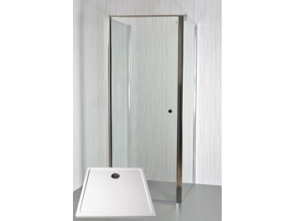 ARTTEC Sprchový kout nástěnný jednokřídlý MOON B 12 čiré sklo 80 x 80 x 198 cm s vaničkou z litého mramoru POLARIS PAN04490