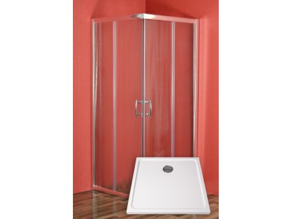 ARTTEC Sprchový kout čtvercový SMARAGD 90 x 90 x 198 cm grape sklo s vaničkou z litého mramoru POLARIS PAN04656