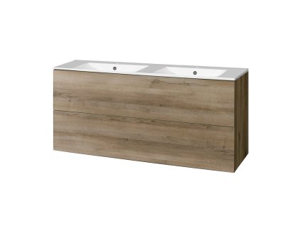 Mereo Aira, koupelnová skříňka s keramickým umyvadlem 121 cm, dub Halifax CN743