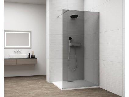 Polysan ESCA CHROME jednodílná sprchová zástěna k instalaci ke stěně, kouřové sklo, 1100 mm ES1211-01