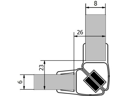Polysan Sada dvou těsnění (magnet) na 6 a 8mm sklo, 2000mm, varianta roh M128