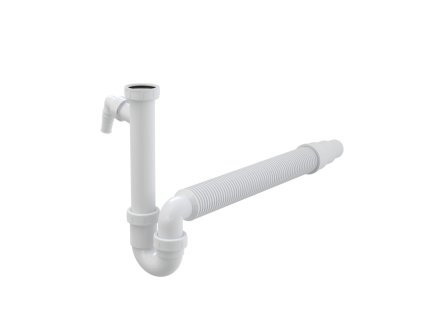 ALCA Sifon trubkový dřezový DN 50/40 s přípojkou Ø 17–23 mm, převlečnou maticí G 6/4" a flexi hadicí A83-DN50/40