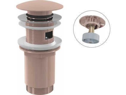 ALCA Výpust umyvadlová CLICK/CLACK G 5/4" s přepadem, velká zátka, kov, RED GOLD-lesk A392-RG-P