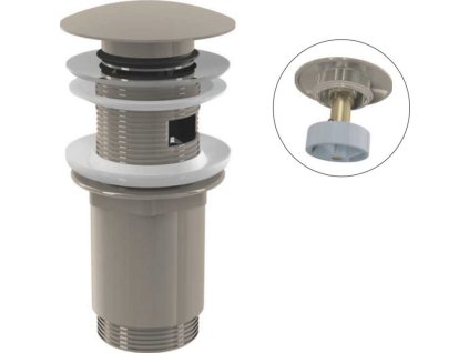 ALCA Výpust umyvadlová CLICK/CLACK G 5/4" s přepadem, velká zátka, kov, NICKEL-lesk A392-N-P