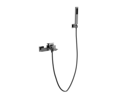 BESCO Nástěnná vanová baterie ASPIRA grafitová s příslušenstvím BABWASGR