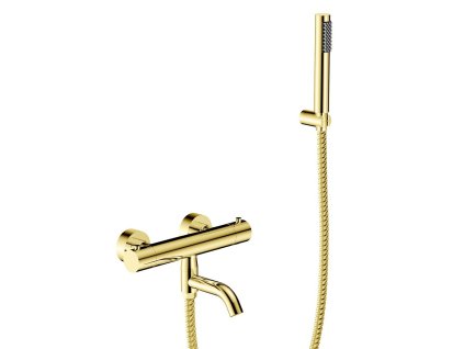 BESCO Nástěnná termostatická vanová baterie VEO zlatá s příslušenstvím BABWVSTZL