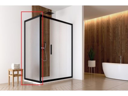 FORTE Pevná stěna BE.COLORS F1 Barva rámu - 492 matt black, Rozměr A - 80, Výplň - Acidato bezpečnostní sklo - 6 mm BBCO902492501