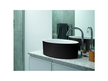 BESCO Umyvadlo UNIQA Black&White - na desku KEUNINDBW