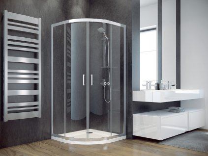BESCO Čtvrtkruhový sprchový kout MODERN 185 Barva rámu - Chrom/Leštěný hliník (ALU), Rozměr A - 80, Rozměr B - 80, Rozměr C - 185, Směr zavírání - Univerzální Levé / Pravé, Výplň - Fume bezpečnostní sklo - 6 mm BCMOD80CTVRTCG