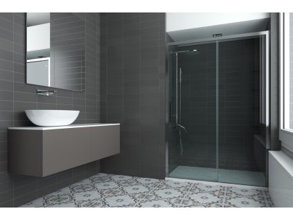 FORTE Sprchové dveře URBAN ESSENCE N1FS Barva rámu - Hliník bílý, Rozměr A - 100, Směr zavírání -  Levé (SX), Výplň - Čiré bezpečnostní sklo - 6 mm BEN10SXB1