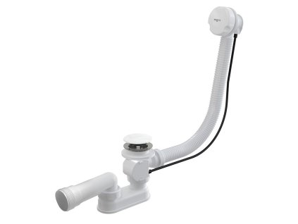 BESCO Automatický vanový sifon s přepadem - chrom, bílý Barva - Bílá VANSWAUTOW