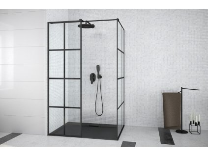 BESCO Walk-in sprchová zástěna EXCEA Barva rámu - Černá, Rozměr A - 120, Rozměr B - 90, Rozměr C - 190, Směr zavírání - Univerzální Levé / Pravé, Výplň - Čiré bezpečnostní sklo - 8 mm BCEXCEA9012