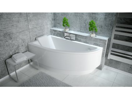 BESCO Asymetrická vana FONDI Nožičky k vaně - Bez nožiček, Rozměr vany - 140 × 70 cm, Způsob provedení - Levé OLVFON14L