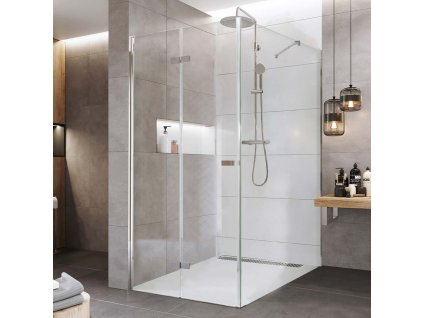 Mereo Zalamovací sprchový kout, Novea, obdélník, 80x90 cm, chrom ALU, sklo Čiré, dveře levé a pevný díl CK12813ZL