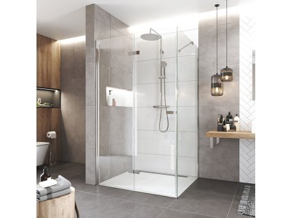Mereo Sprchový kout, Novea, obdélník, zalamovací, 120x100 cm, chrom ALU, sklo Čiré, dveře levé a pevný díl CK13843ZL